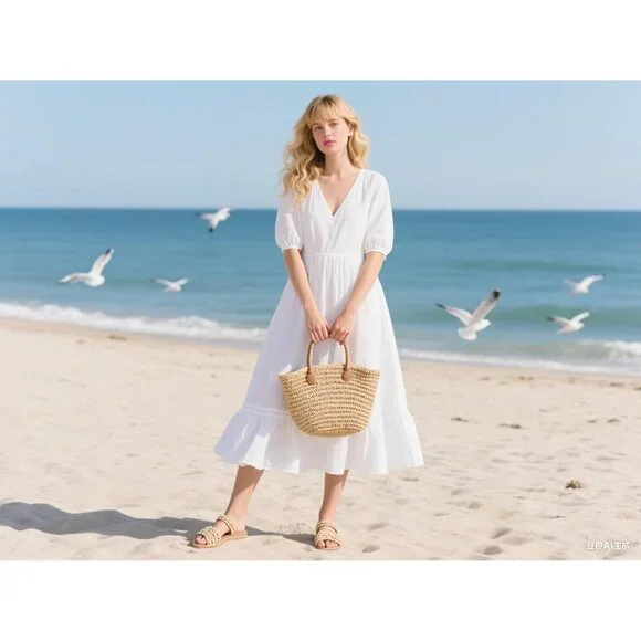 Womens Straw Beach Bag Woven Crossbody Tote Handbag Summer Purse - Picture 2 of 9